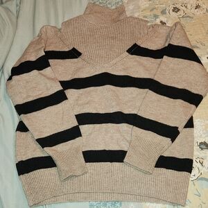 Tan And Black Striped Sweater